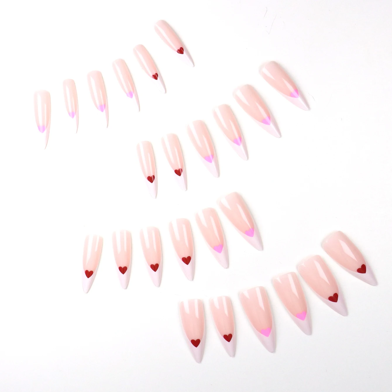 24-teiliges Set für sofortiges Makeover mit roten französischen Mandel-Kunstnägeln, 1 Nagelfeile & 1 Nagelkleber-Aufkleber-Set – Detail 20