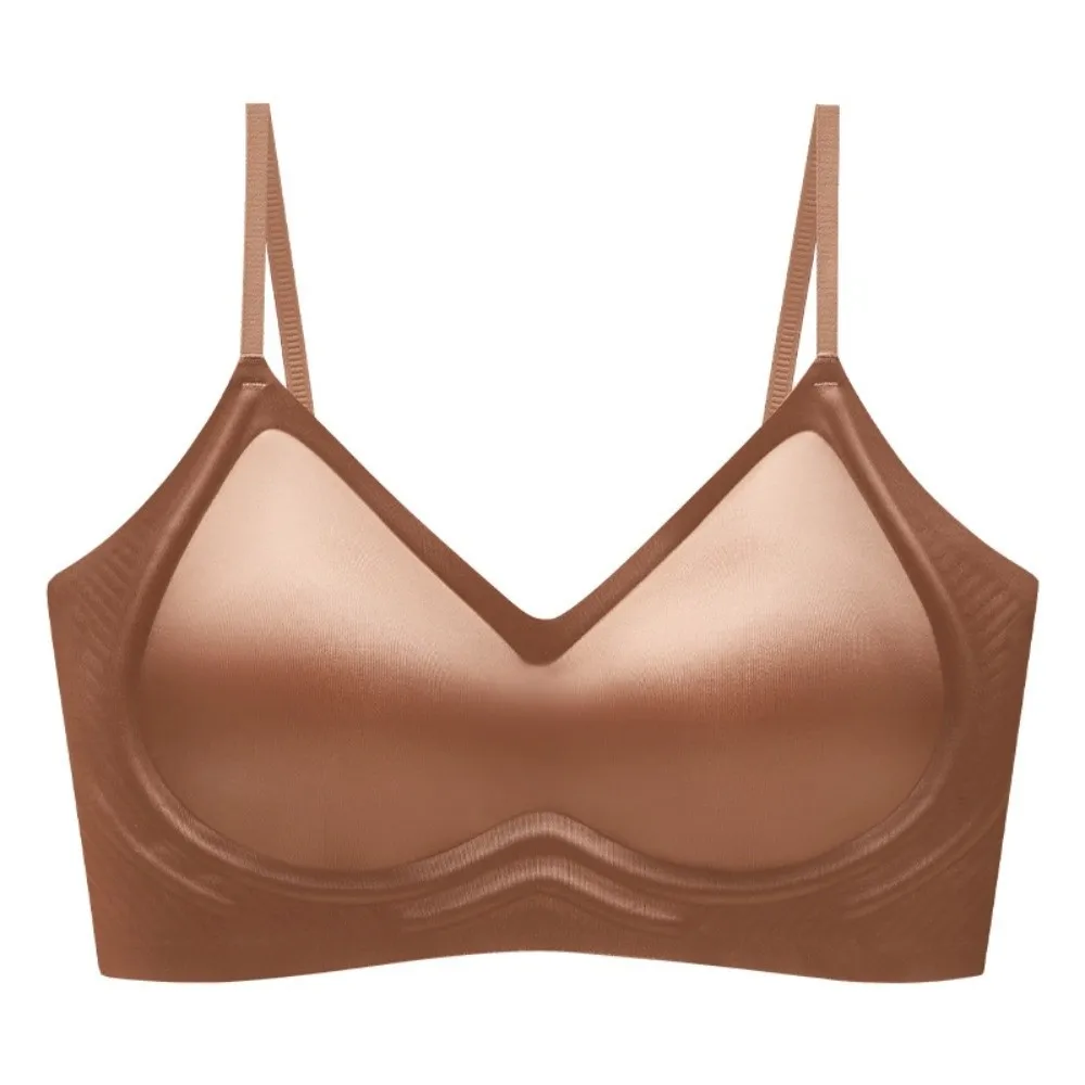 

Satin Wireless Deep V Bra Shockproof Close-fitting Brassiere for Women Gathered Breasts Lingerie Seamless Bras Girls Women