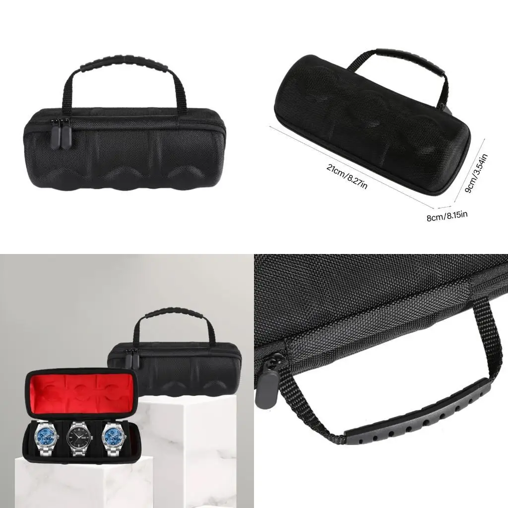 

31BA Smartwatch Carrying Case 3 Slot Storage Box Shockproof Portable Jewelry Organizers Solution for Collectors & Enthusiasts