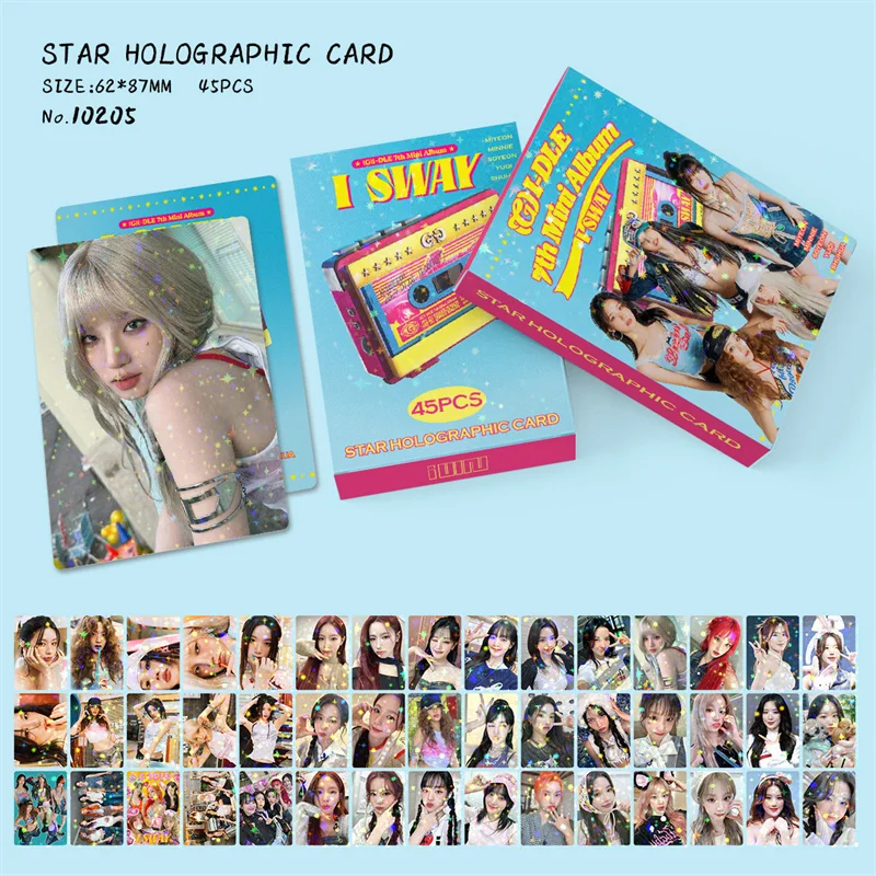 45pcs/set(G) I-DLE Album LOMO Card Laser Card I SWAY Photo Card Glitter Card Yuqi Shuhua Minnie Postcard GDILE Hologram Card