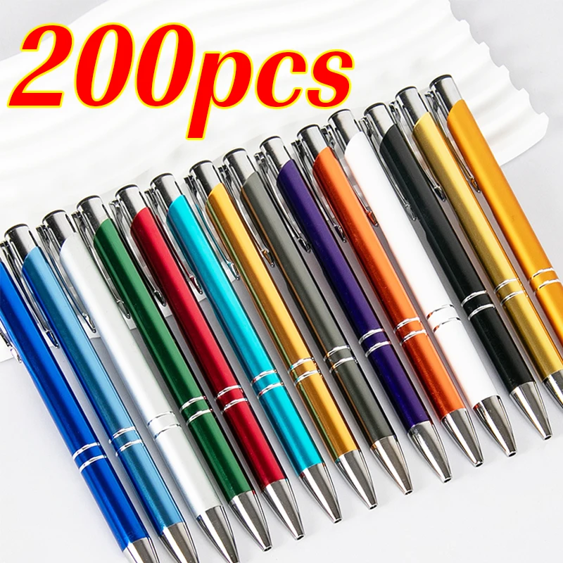 

200pcs Metal Ball Pen Custom Logo Promotional Gift Pen Personalized Giveaway Advertising Pen Wholesale Laser Engraving Name Text