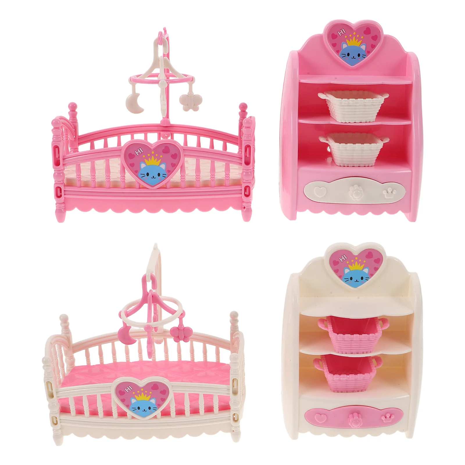 

4Pcs Miniature House Furniture Set: Realistic Bed and Storage Cabinet for Creative Playtime in Dollhouse Bedroom Arrangements