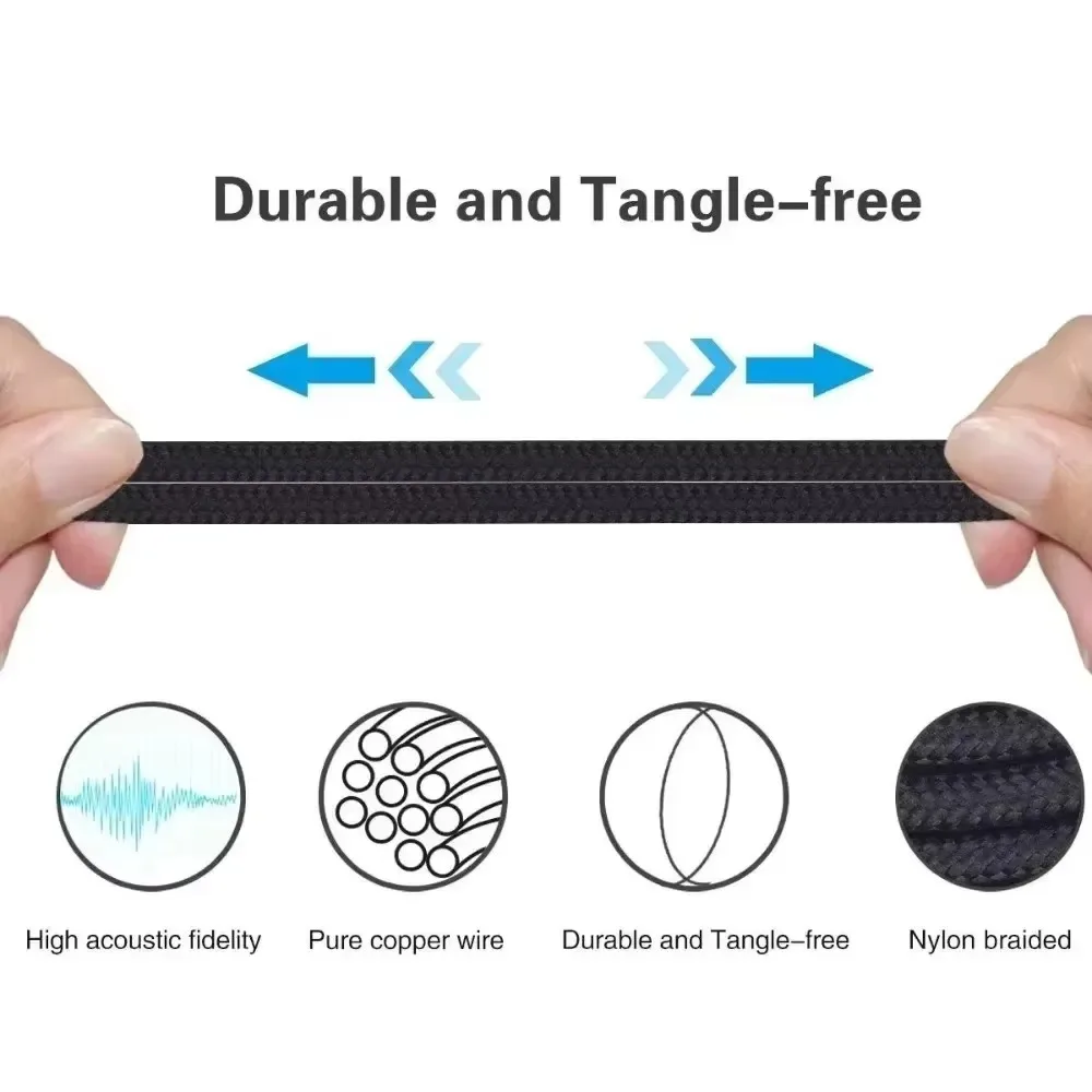 Cable de extensión trenzado de repuesto OFC de 6,35mm para auriculares Monolith de Monoprice M1060 M1060C M650 M600 M565 M565C V2