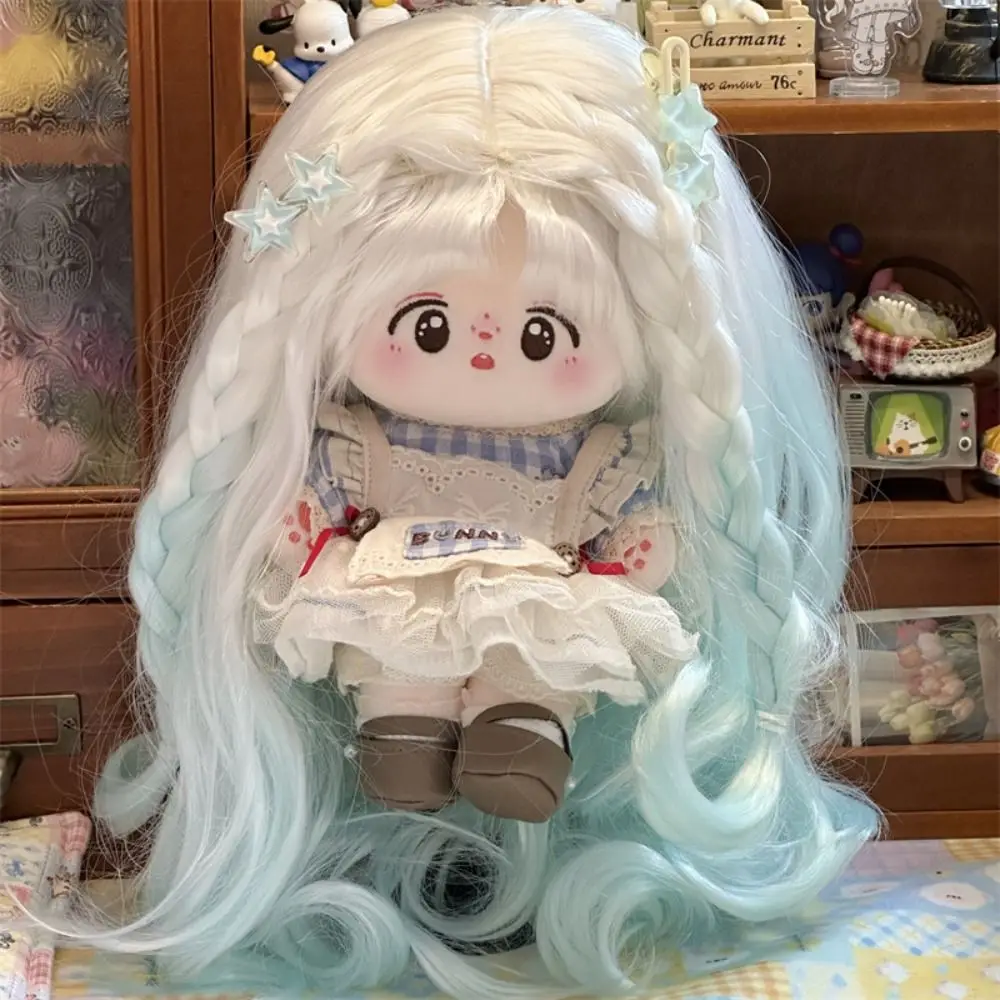 

Sweet Long Curly Hair Cotton Doll Wig Clamping Soft Silk Plush Doll Wigs DIY Purple Doll Chemical Fiber Wig Plush Doll