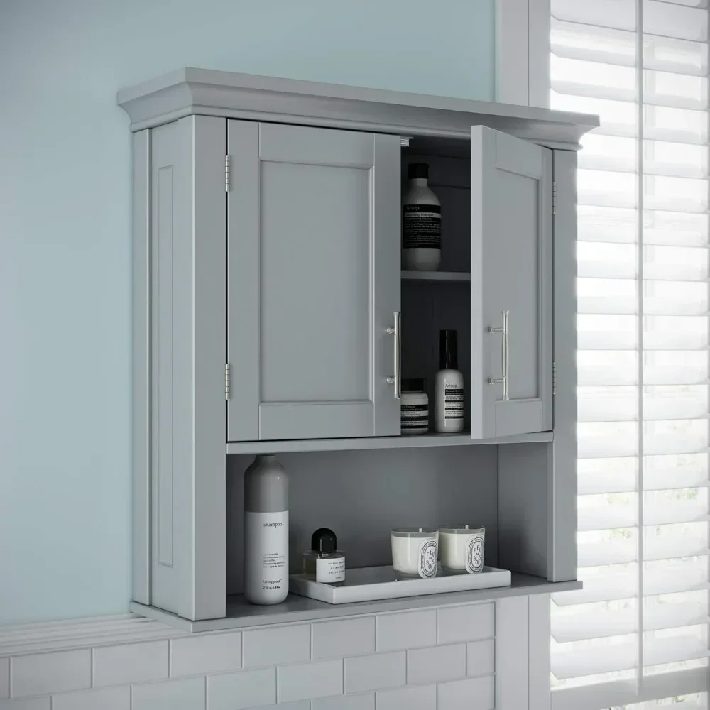 Somerset Two-Door Bathroom Storage, Spacious Storage, Gray Wall Cabinet, Grey, Set 1