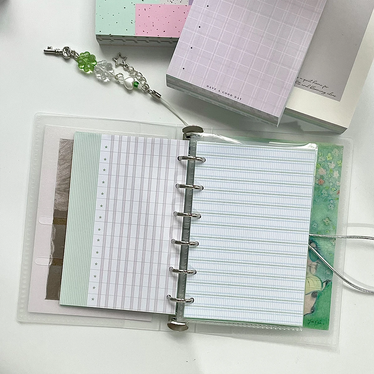 WAKAWAKA A7 Minimalist Instagram Style Refill Pages Memo Pad Scrapbook Paper A7 Grid Blank Double Sided Collage Journal Planner