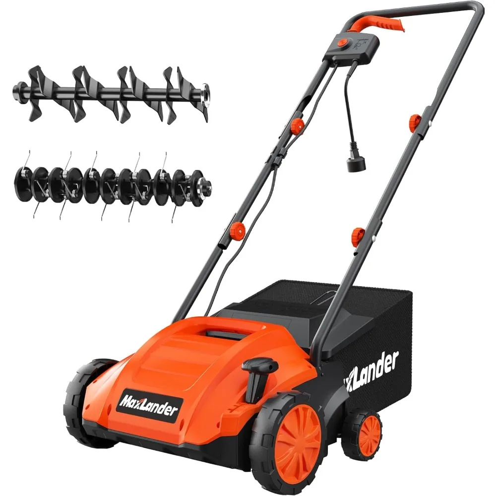 

Electric Dethatcher and Scarifier, 13” 12Amp 2-in-1 Lawn Dethatcher with 4-Position Depth Adjustment, 30L Removable Collection