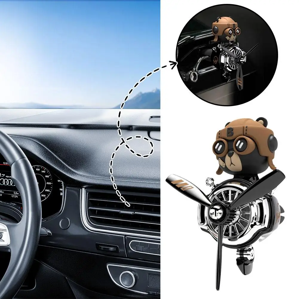 Car Air Freshener Bear Pilot Rotating Propeller Aromatherapy Outlet Interior Fragrance Diffuser Ornament Car E1e3