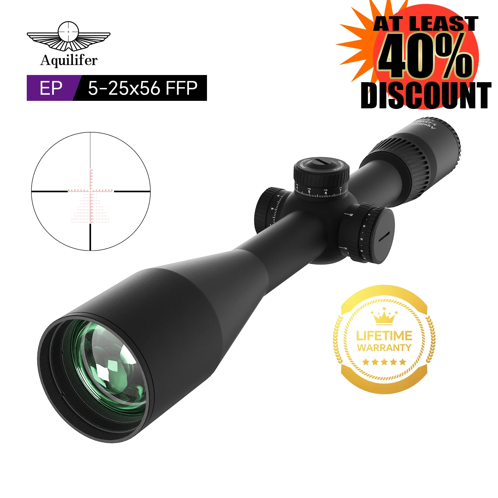 

Aquilifer 5-25x56 FFP Rifle Scope Long-Range Sniper Hunting Military Optical Waterproof Fogproof Shockproof Gun Accessories