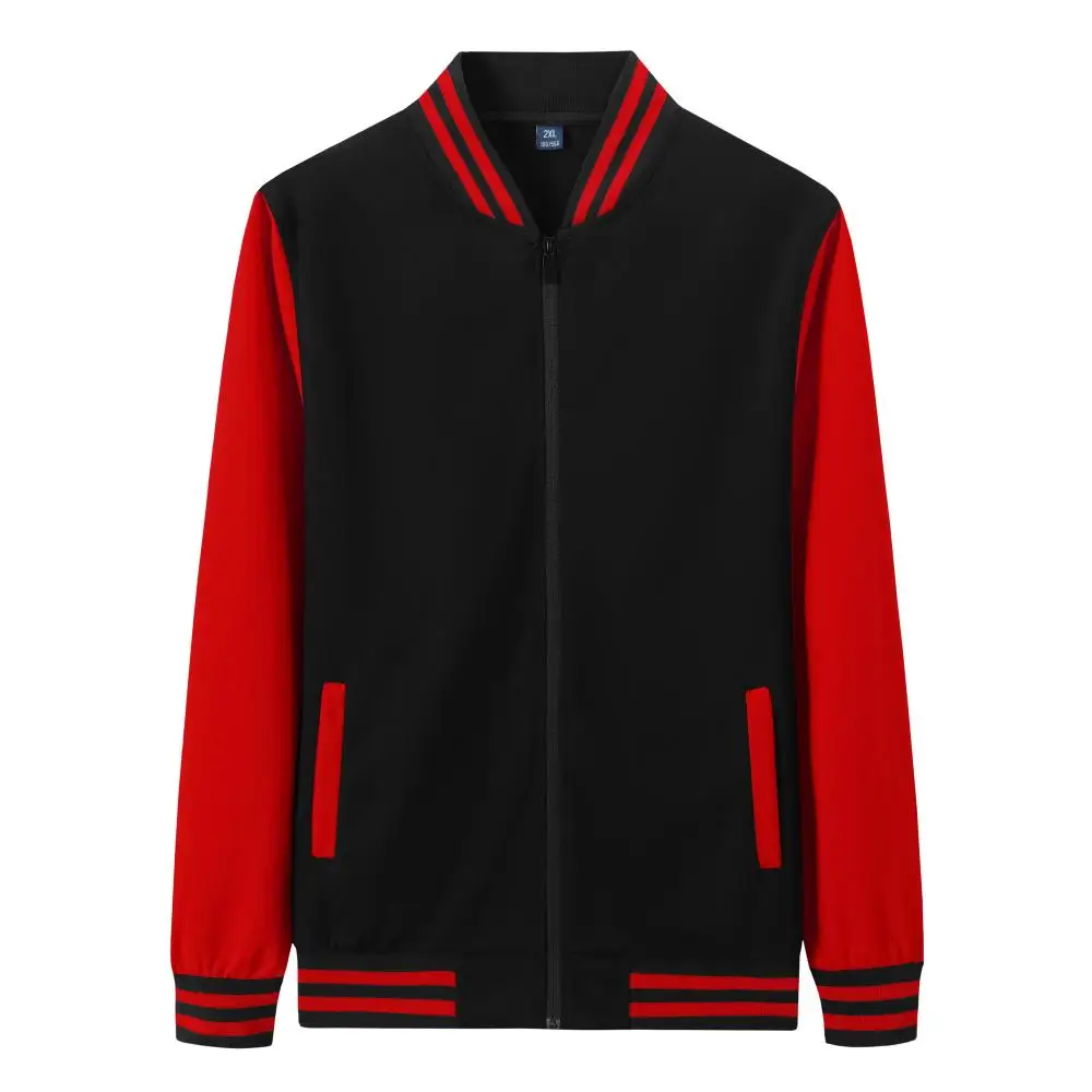 Men Sport Jacket Running Fitness Tight Sportswear Hiking Jogging Coat Sweatshirt Outdoor red black full zipper