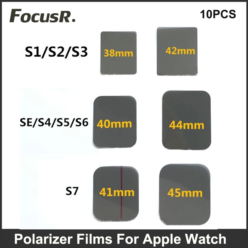 10PCS LCD Polarizer Film For Apple Watch Series Ultra 7 6 5 4 3 2 SE 38mm 42mm 40mm 44mm 45mm Touch Screen Refurbishing Repair