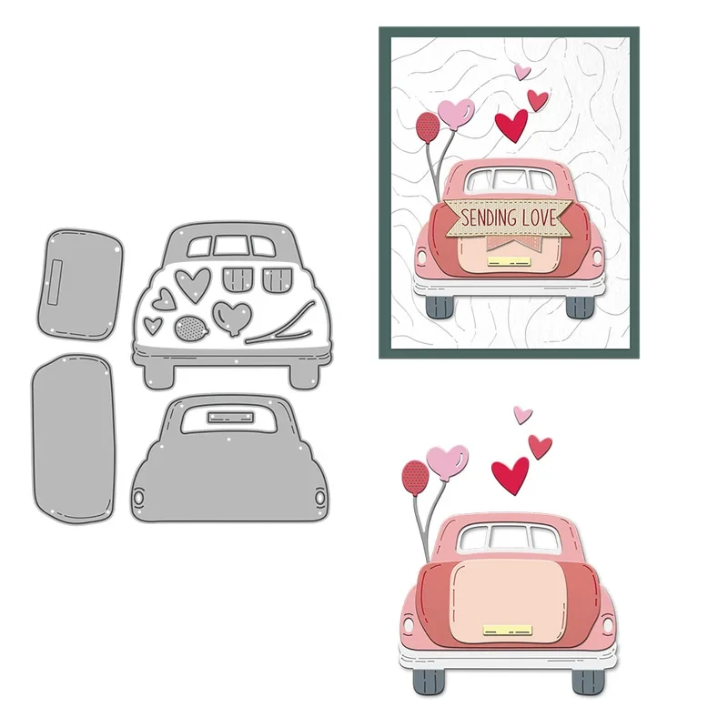 

Love Heart Car Cutting Dies DIY Scrapbooking Supplies Metal Dies Knife Mold For Card Making Albums Crafts Decor
