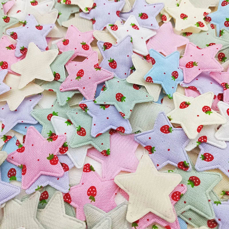 60 Stück, 3,3 cm, niedliche Erdbeer- und Stern-Applikationen zum Aufnähen, für Kinder-Haarreifen, Haarspangen, Accessoires, Hüte und zur Dekoration. – Detail 6