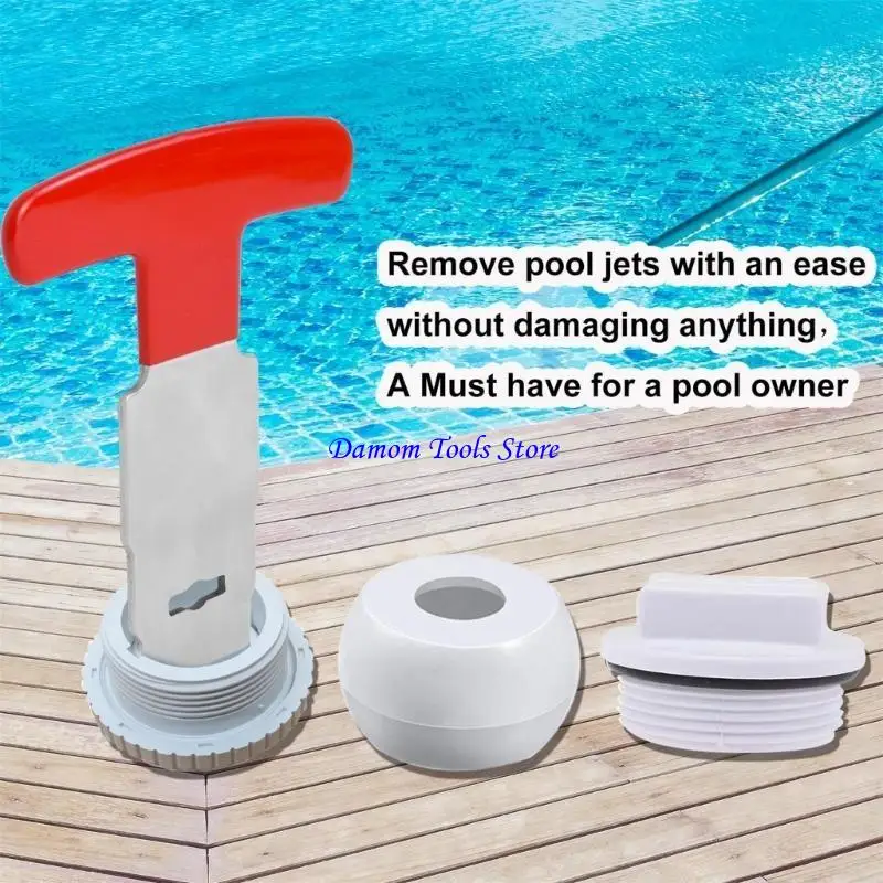 57BE Pool Plugs Removal Tool Rubber Handle Pool Jet Removal Tool Metal Eyeballs Removal