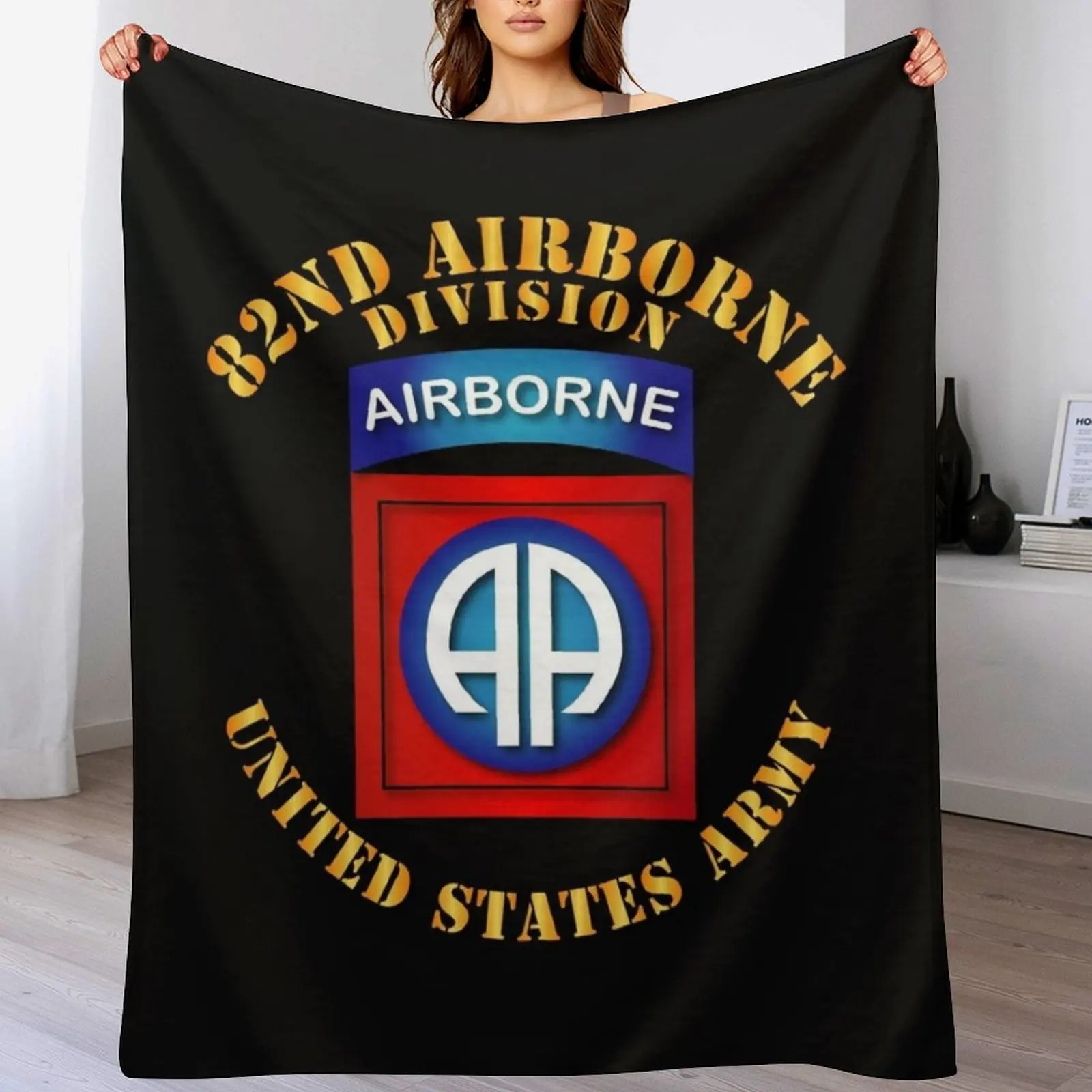 Army - 82nd Airborne Division - SSI - Ver 2 Throw Blanket Sleeping Bag Summer Beddings Blankets