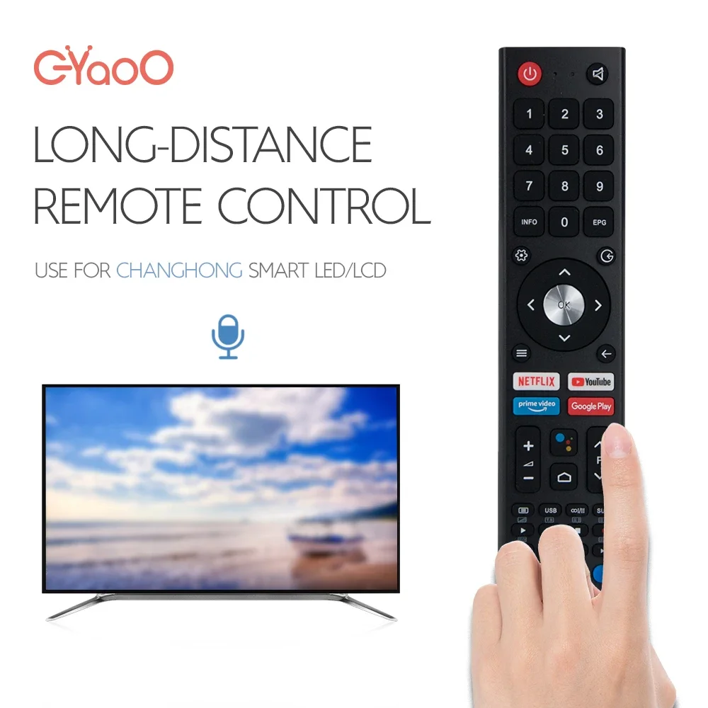 Voice Wireless TV Remote Control Replace for Changhong TVs GCBLTVC1GBBT-C2 GCBLTVC1GBBT GCBLTVC1GWBT-HITACHI-1 With Youtube