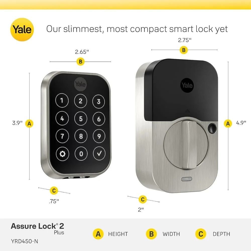 Assure Lock 2 Plus nachtschoot met Wi-Fi Connect, zwart suède, voor vakantie-huurhosts, YRD450-N-CB1-BSP