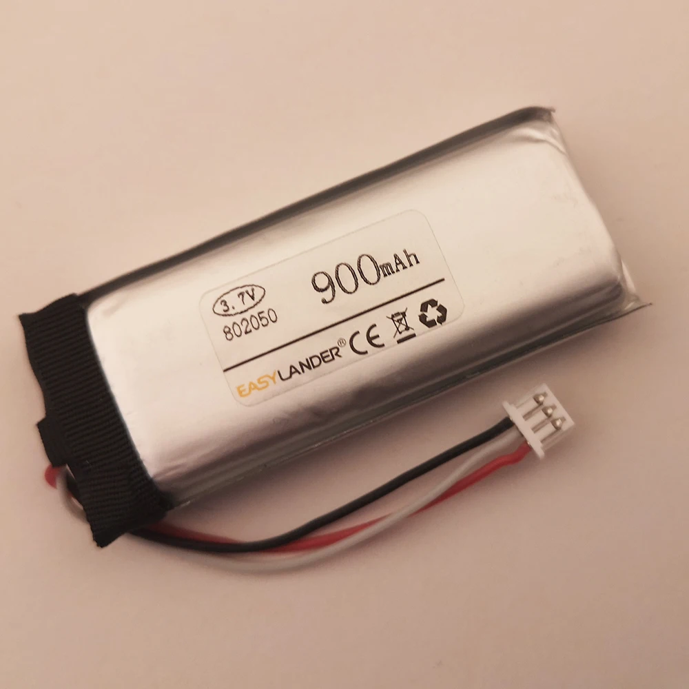 1.25 3Pin 802050 3.7V 900mAh Rechargeable Li Polymer Li-ion Battery For Bluetooth Headset  Speaker Mouse Recorder 082050