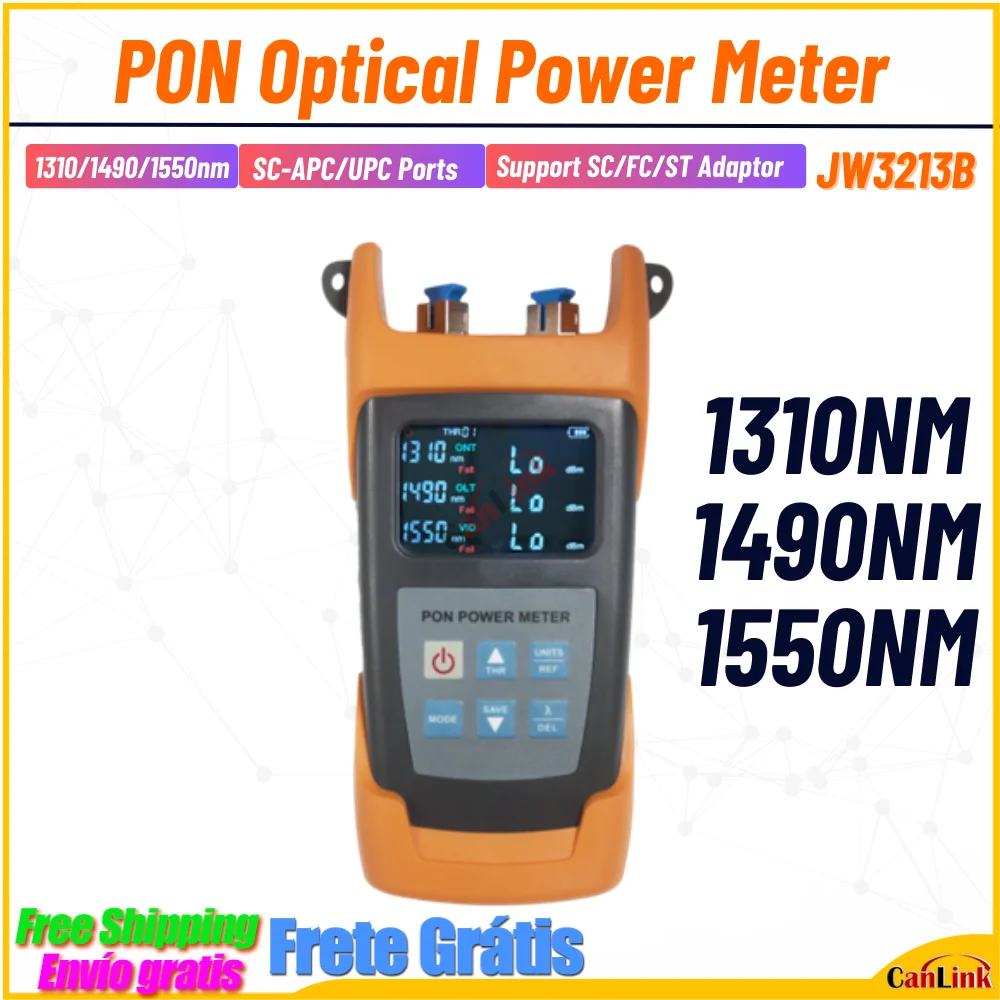 

JW3213B PON Optical Power Meter 1310/1490/1550nm SC-APC UPC port Fiber Optical PON Power Meter FTTX/ONT/OLT