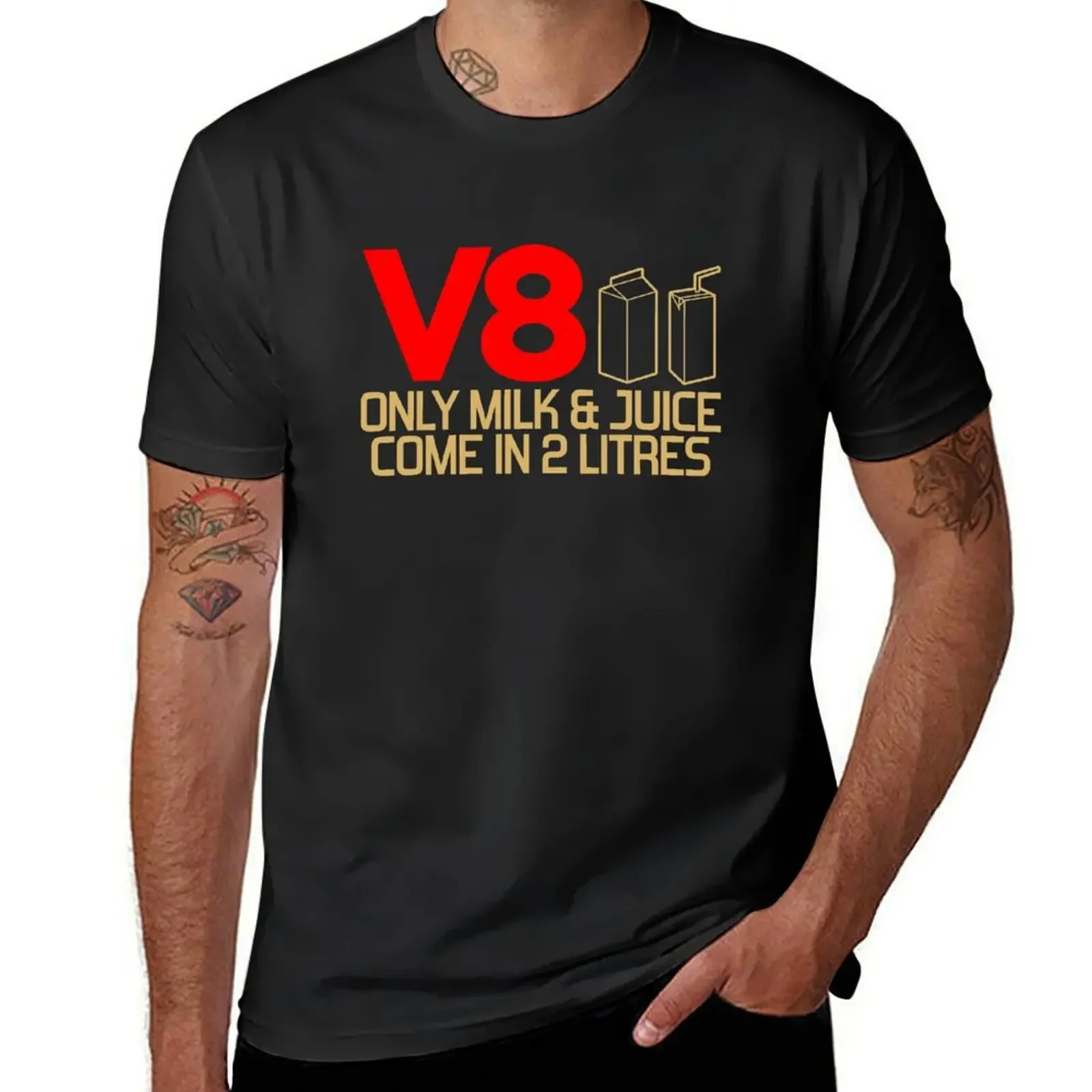 V8 - Only milk & juice come in 2 litres (3) T-Shirt oversized graphic tee plus size tops Blouse mens big and tall t shirts