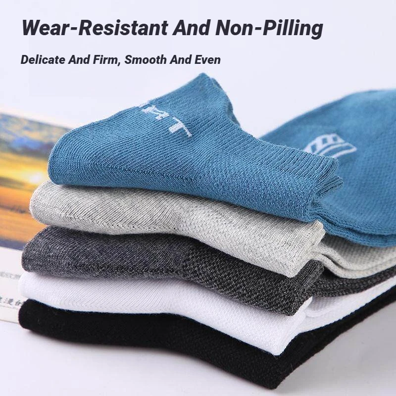 5Pairs High Quality Men Ankle Socks Breathable Cotton Sports Mesh Casual Athletic Summer Thin Cut Short Low-Cut Crew Soft Sock