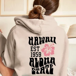 Aesthetic Hawaii Hoodie Aloha State Sweatshirt Tumblr Beach Hoodie VSCO Trendy Hoodie Words on Back Hoodies Long Sleeves Hoodies