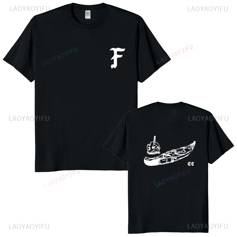 Forward Observations Group Canoe Club Skeleton Graphic T-Shirt, Vintage Unisex Oversized Streetwear Casual Short Sleeve Cotton T