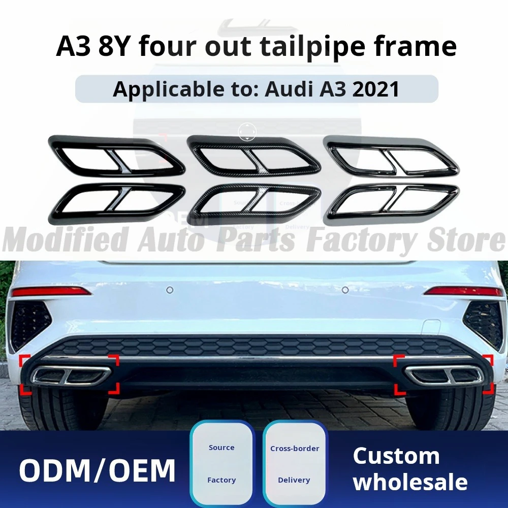 

Suitable for Audi A3 8Y Sportback Sedan S Line 2021 + Four-out Tail Throat Frame Car Sticker Modification