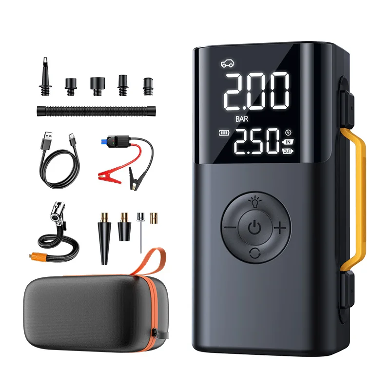 

3000A car starter with air compressor, battery capacity 6000-8000mAh, 150PSI tire inflator, battery booster car jump starter