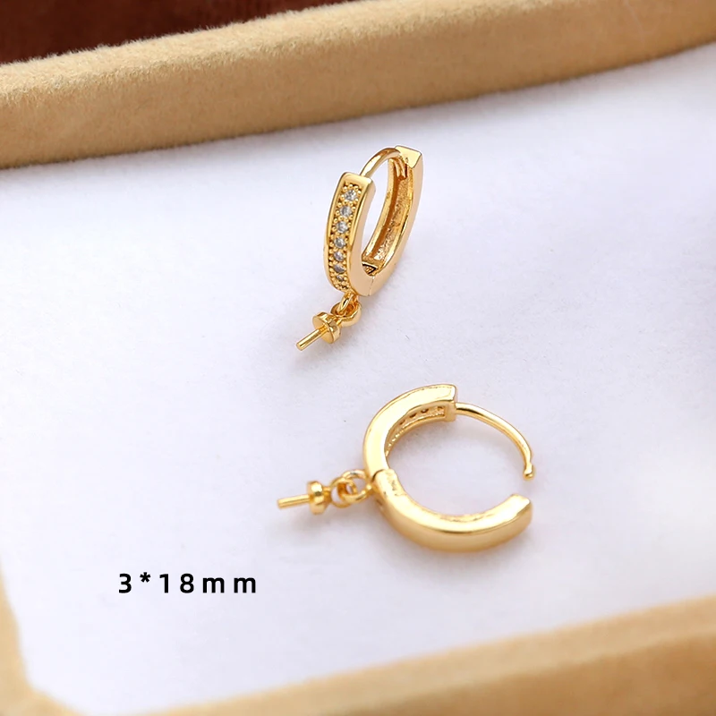 2 pieces  Copper plated with real gold  Zircon inlaid  Ear ring  DIY jewelry discovery necklace earrings  Accessories materials