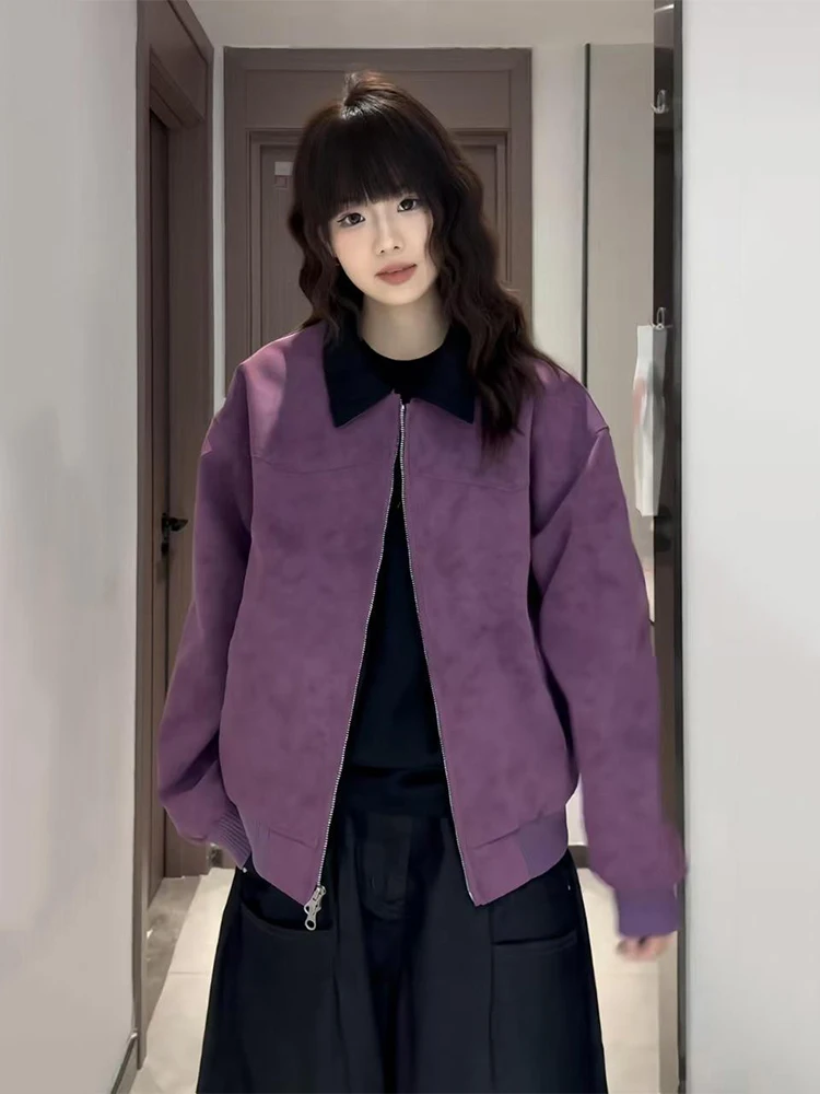 

Фиолетовая мужская куртка из искусственной кожи в американском ретро-стиле Detroit, весенняя, высококачественная, стильная и эффектная.