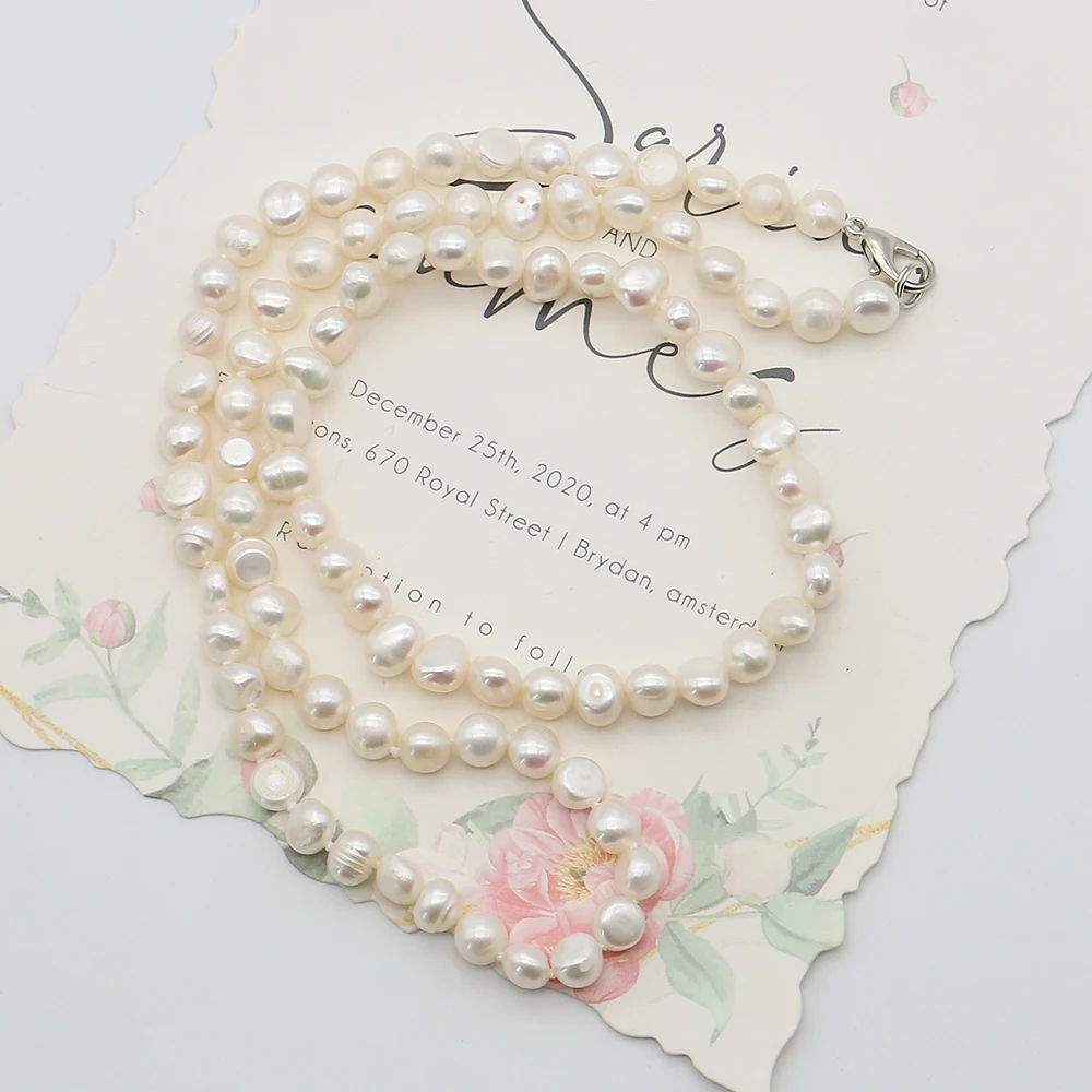 

Креативный белый натуральный пресноводный нерегулярный полированный жемчуг с прямыми отверстиями, ожерелье и браслет, комплект ювелирных изделий для подарка