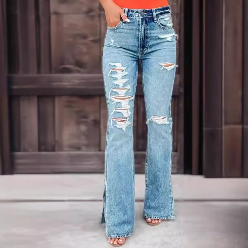 New Summer Versatile Distressed Pants from Europe and America Personalized Street Style Jeans