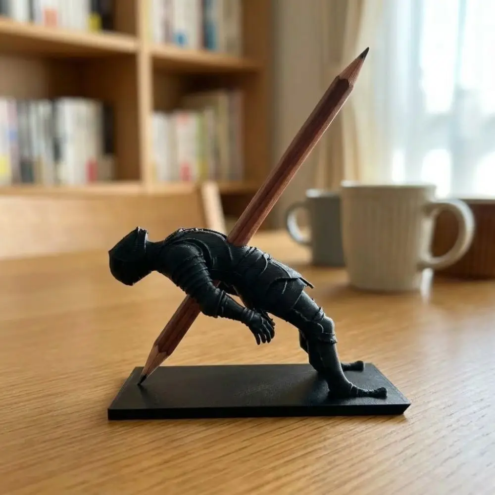 3D Printed Knight Pen Holder Plastic Unique Warrior Desk Organizer Decorations Creative Pen Stand Stationery Display