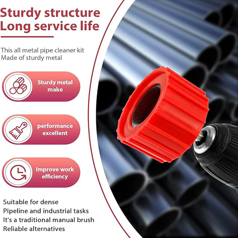 1/2" 3/4" 1" Copper Pipe Cleaner Tube Cleaning Brush Tool Set Cleans Soldering Stainless Steel Wire Bristle Polishing  Grinding