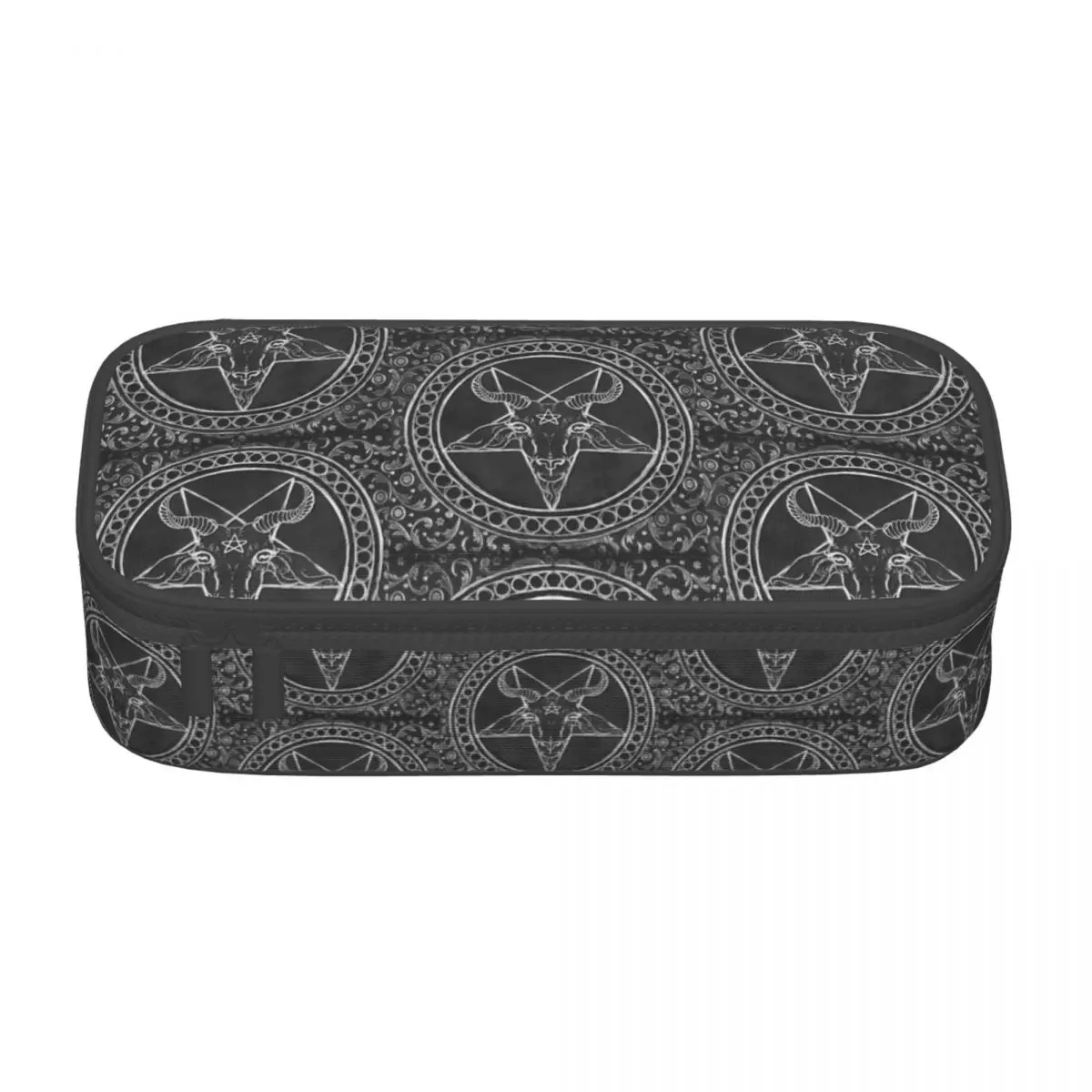 Custom Ornate Baphomet Goat Pencil Case for Girls Boys Big Capacity Satanic Occult Pentagram Pen Box Bag Stationery