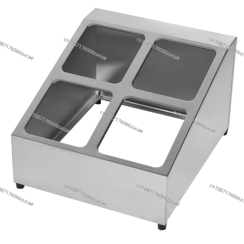 Stainless Steel 201 Seasoning Rack, Double Row 1/6 Part Tray Rack Small Material Table Sauce Table Can Be Customized with Cover