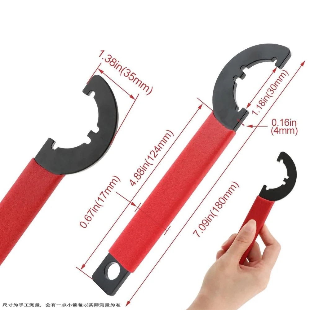 Anti Slip Handle Spanner Wrench Tool, Outer Diameter 1.26Inches For Floor Pipes Fitting, Cars Walnut