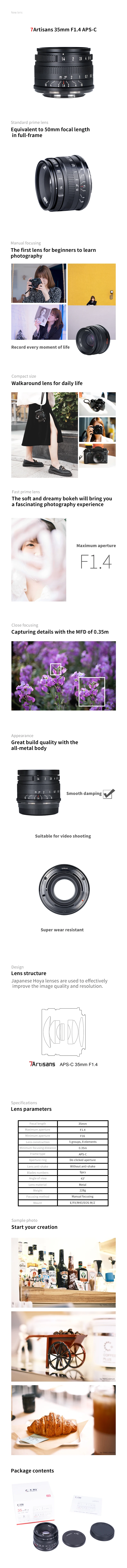 7artisans APS-C 35 mm F1.4 Mark II, große Blende, manueller Fokus, spiegelloses Kameraobjektiv für Geisteswissenschaftenfotografie mit E X Z R M43 – Detail 1