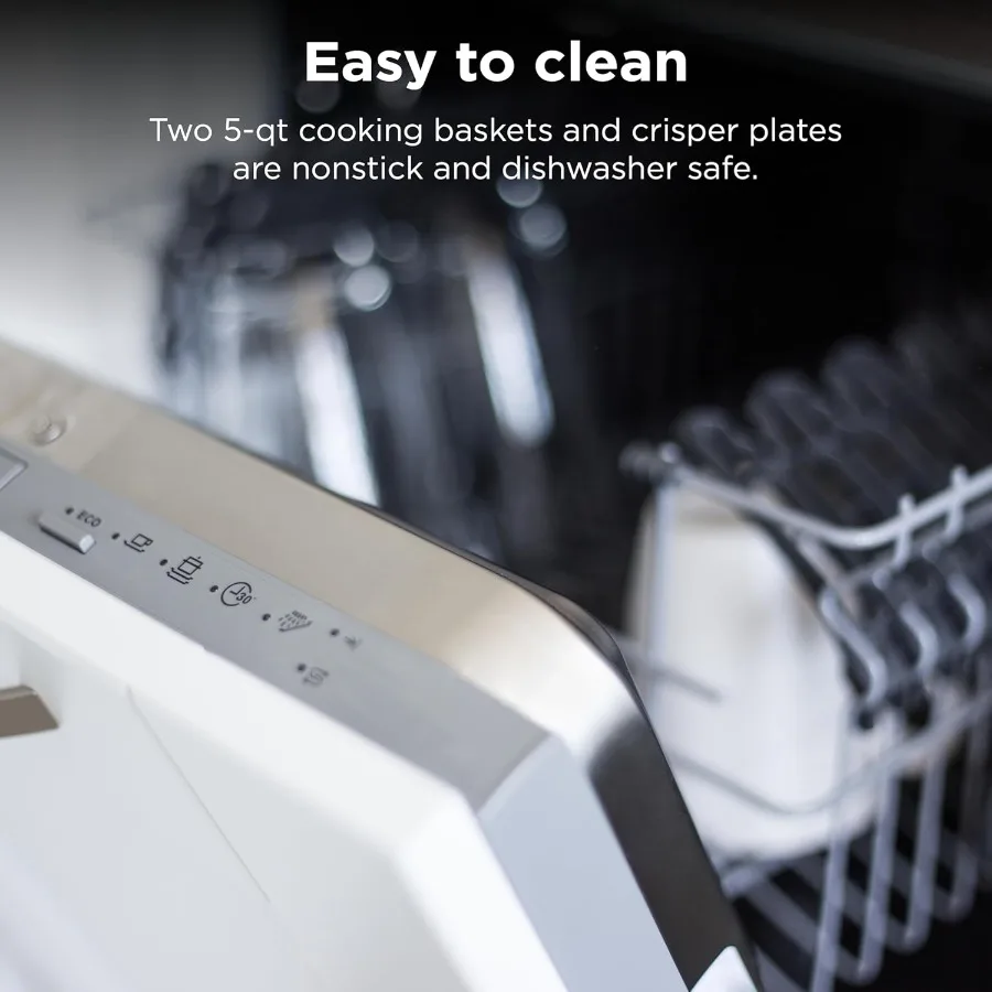 DZ550 푸디 10쿼트 6in1 듀얼존 스마트 XL 에어프라이어 (2개의 독립된 바구니 및 스마트 요리 온도계 포함, 정확한 온도 조절 가능)
