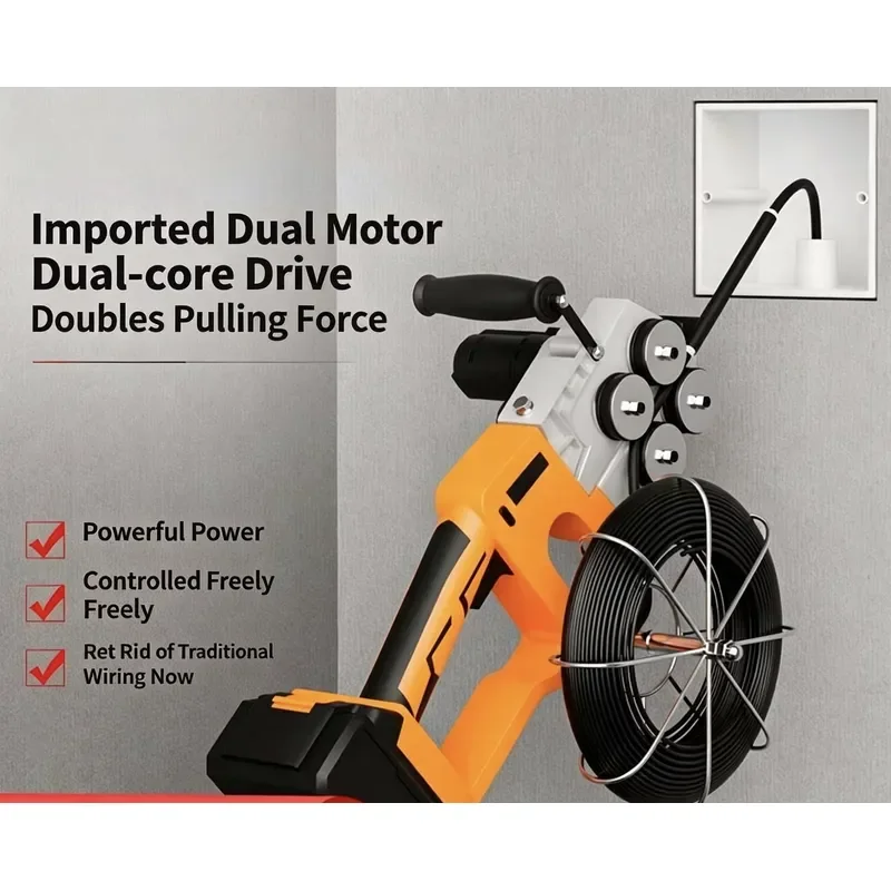 High Power Cordless Electric Wire Puller Automatic Cable Arranging Threader Portable Wire Fishing Tool Drawing Threading