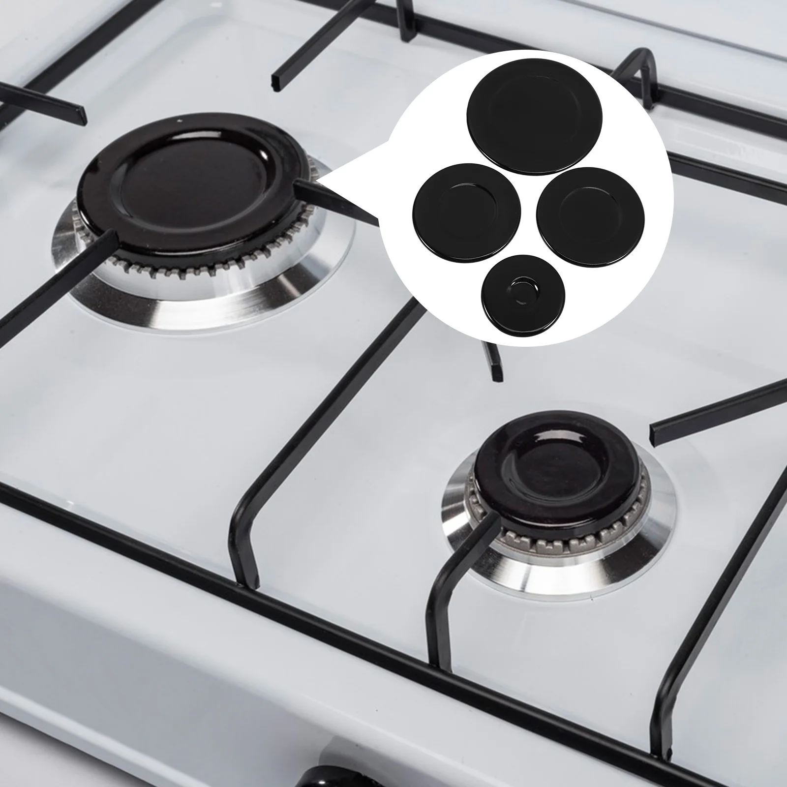 

4Pcs Gas Burner Head Caps Replacement Stove Head Efficient Even Heating Gas Range Burner Kitchen Parts Stove Supplies
