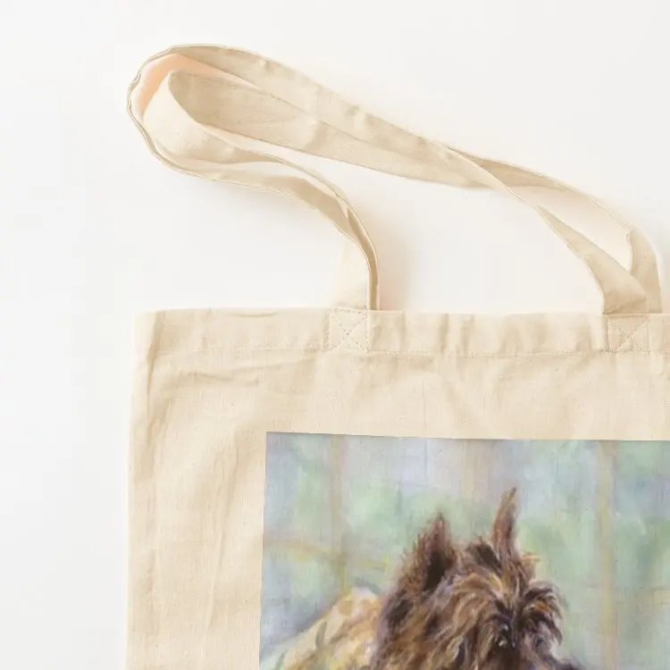 حقيبة يد نسائية من Cairn Terrier Dog Portrait Tote حقيبة تسوق قماشية للمتسوقين على الشاطئ