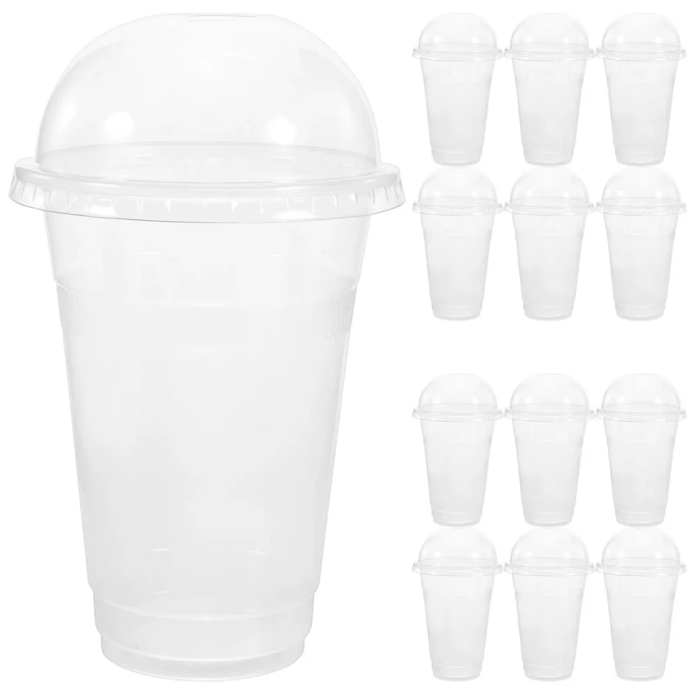 450ml Disposable Clear Cups with a Hole Dome Lids for Tea Fruit Tea Juice Plastic Milkshake Summer Party Drinks Cups