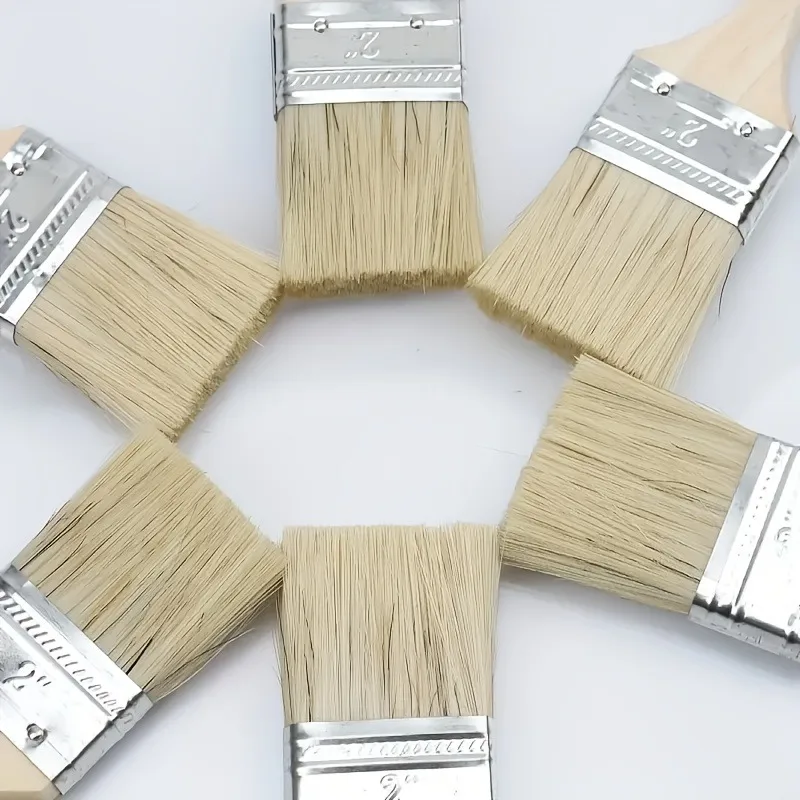 5/10 PCS Flat Paint Brush Set | 2.0-Inch Wooden Handle Metal Paint Brush - Suitable for Paint ,Crafts, Painting, Multi-purpose