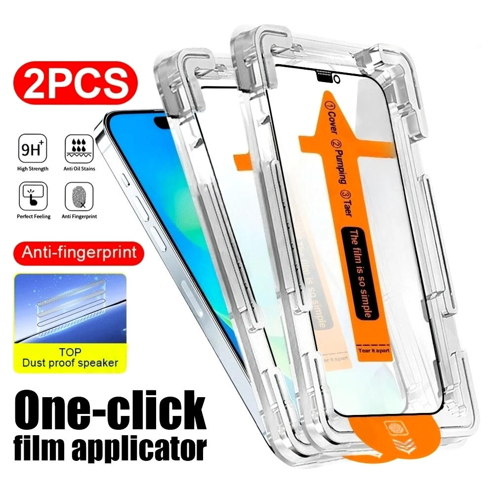 

2Pcs High Clear Full Screen Protector for iPhone 17 16 15 14 Pro Max 16e 15 Plus 13 12 Pro XS XR 17 Air Easy Install Glass Film