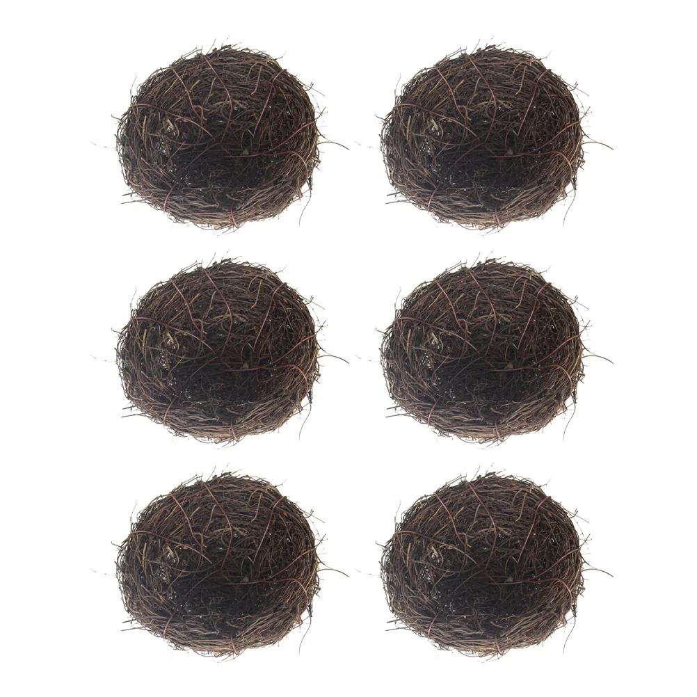 6 Pcs Rattan Bird Nest Decorative 10cm Diameter Gardening Easter Photography Prop Storage Country Style Pet Supplies