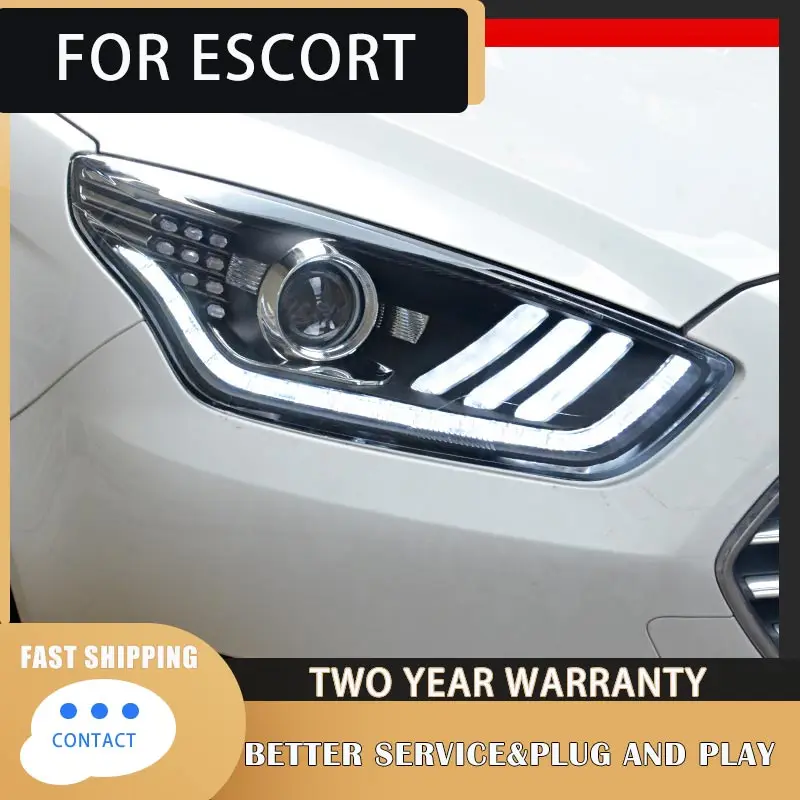 For Ford ESCORT Headlight 2015 2017 for ESCORT Head Lamp LED Daytime Running Light LED DRL Bi-Xenon HID