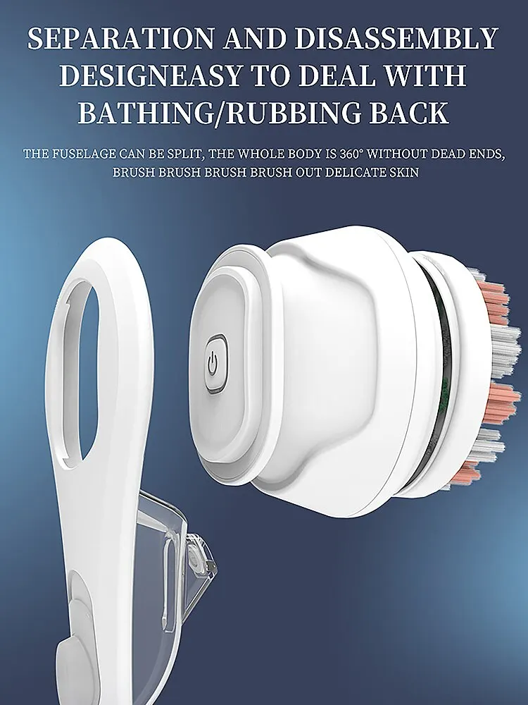 غسالة كهربائية من KEMEI قابلة لإعادة الشحن للاستحمام بمقبض طويل جهاز غسيل دوار للتقشير للاستحمام