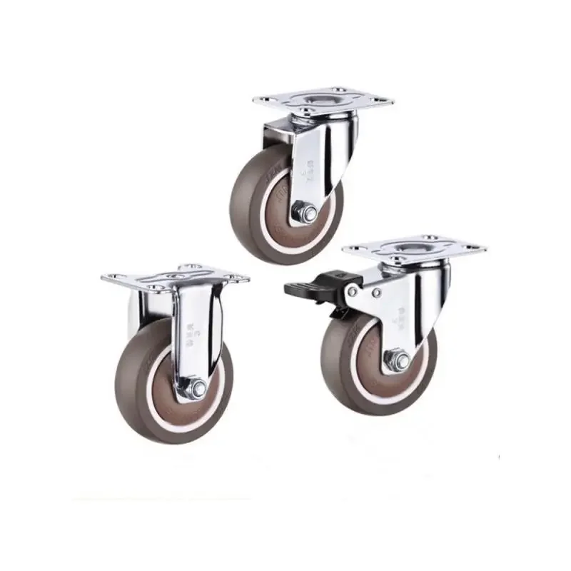 4 Packs  2.5 Inch Fixed Caster Rubber Mute Light Furniture Medical Shelf Wheel